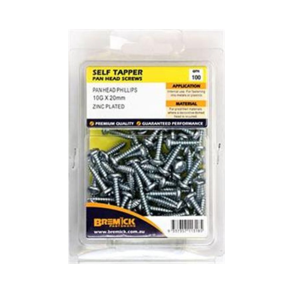 Bremick Screw Self Tapper Pan Head Zinc Plated - (Various Sizes)