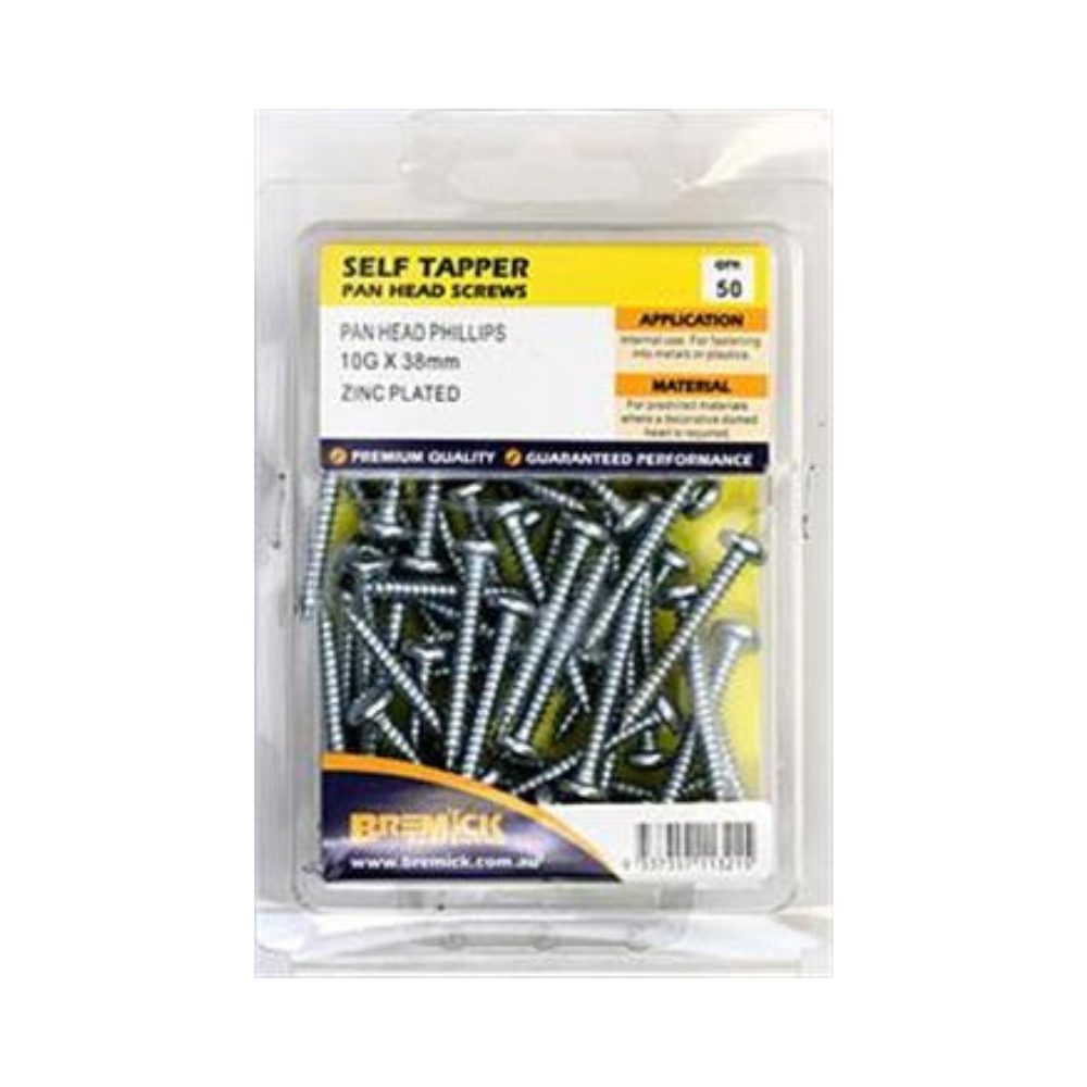 Bremick Screw Self Tapper Pan Head Zinc Plated - (Various Sizes)