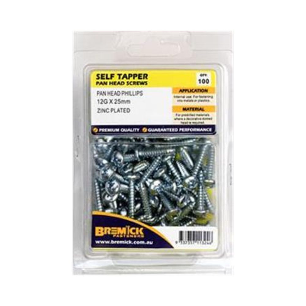 Bremick Screw Self Tapper Pan Head Zinc Plated - (Various Sizes)