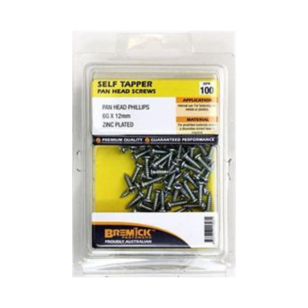 Bremick Screw Self Tapper Pan Head Zinc Plated - (Various Sizes)