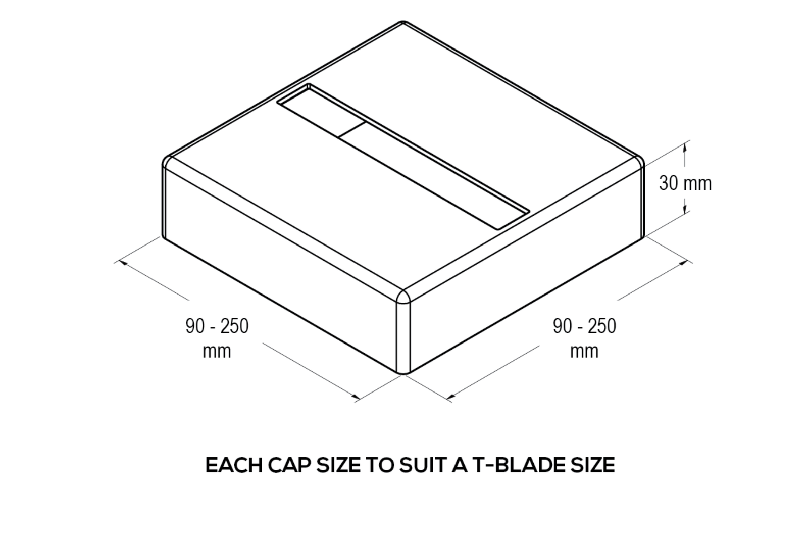 Vuetrade Concealed T Blade Cap SS316 120MM