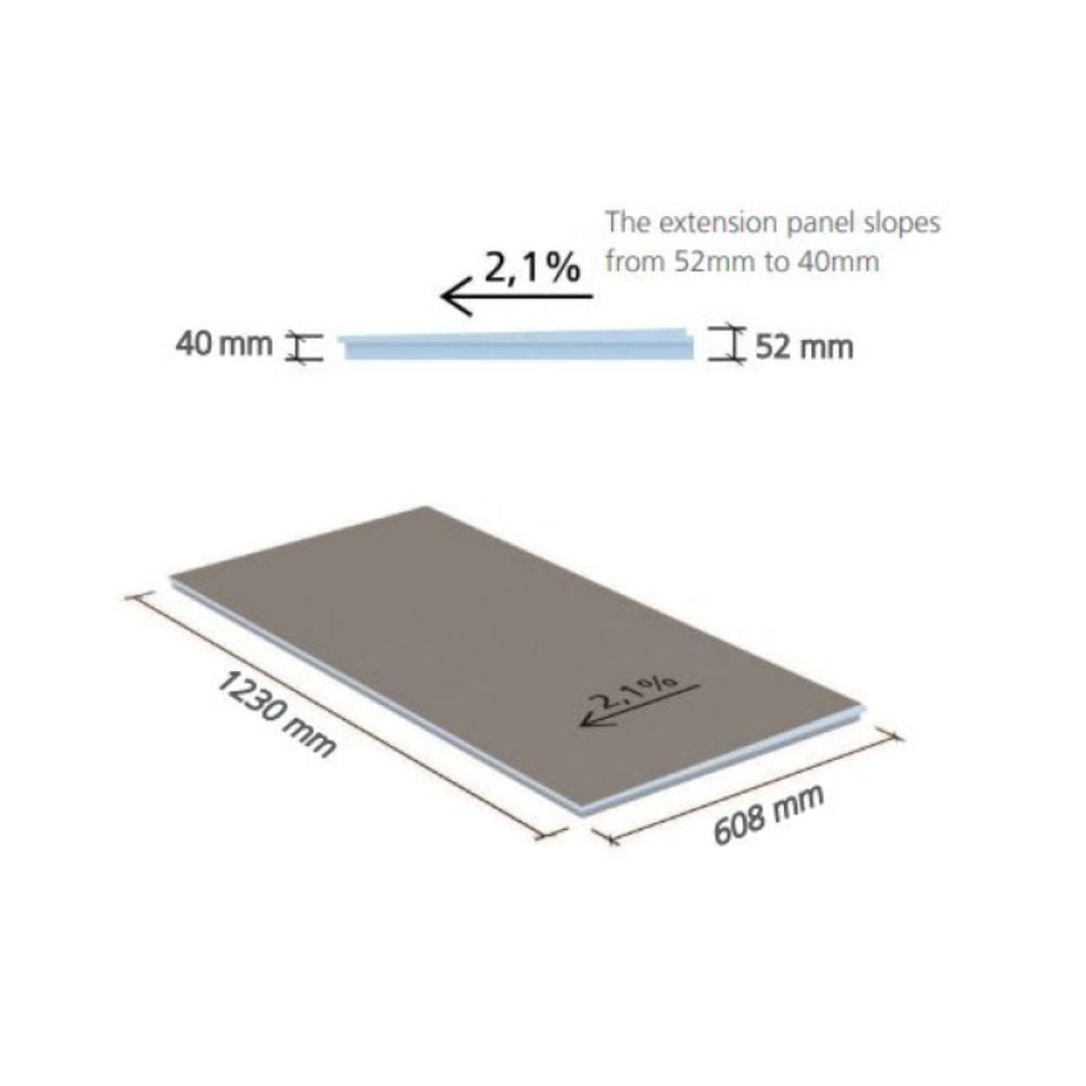 wedi® Straight Extension Board 608 6mm x 1230 x 9mm x 52/40mm
