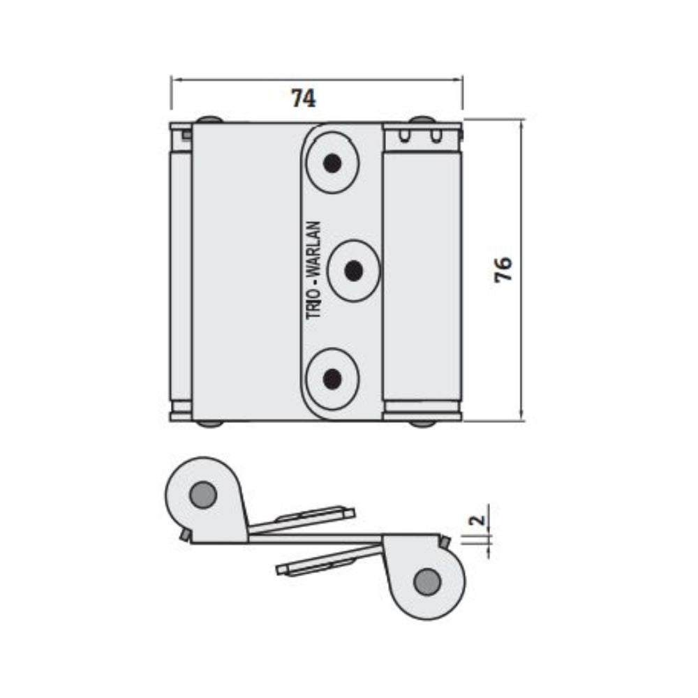 Trio Wl46BZ Spring Double Hinge 76 x 74 x 2mm
