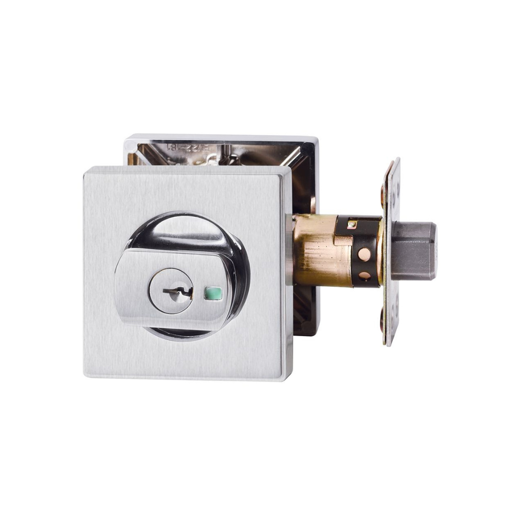 Lockwood 005 Double Cylinder Square Deadbolt Satin Chrome Brushed