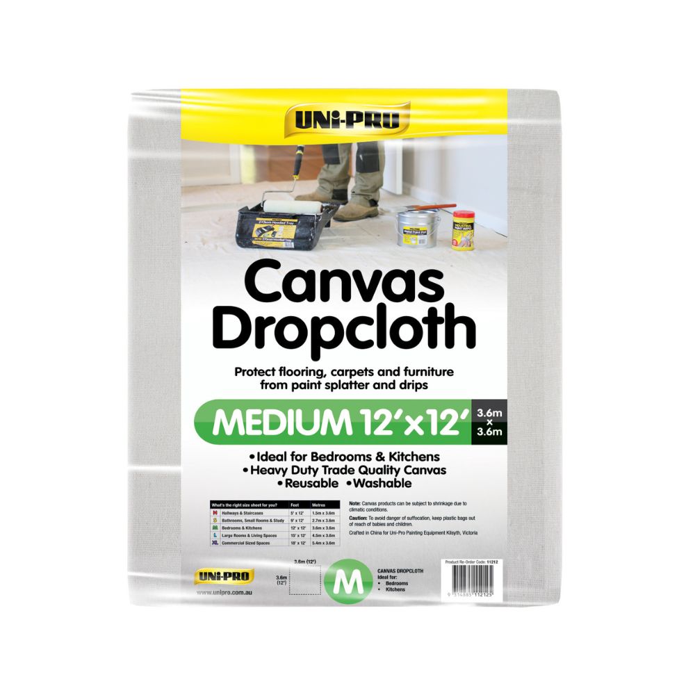 UNi-PRO Heavy Duty Canvas Dropcloth - 12&#39; x 12&#39;