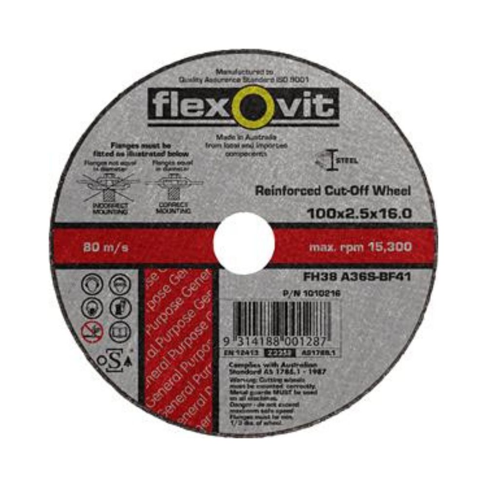 Flexovit Cut Off Wheel Metal 100mm x 16mm x 2.5mm