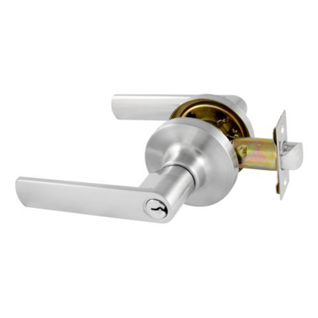 Gainsborough TradePro Round Rose Bela Entrance Key in Lever Set in Satin Chrome