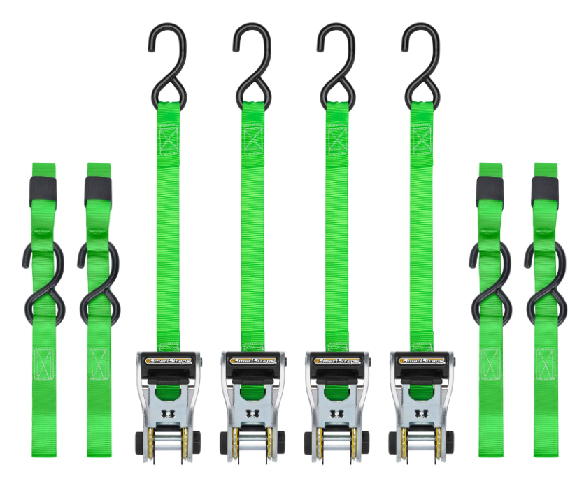 Ratchet X Tie Down Straps Standard by SmartStraps Green 3.5m - Pack of 4