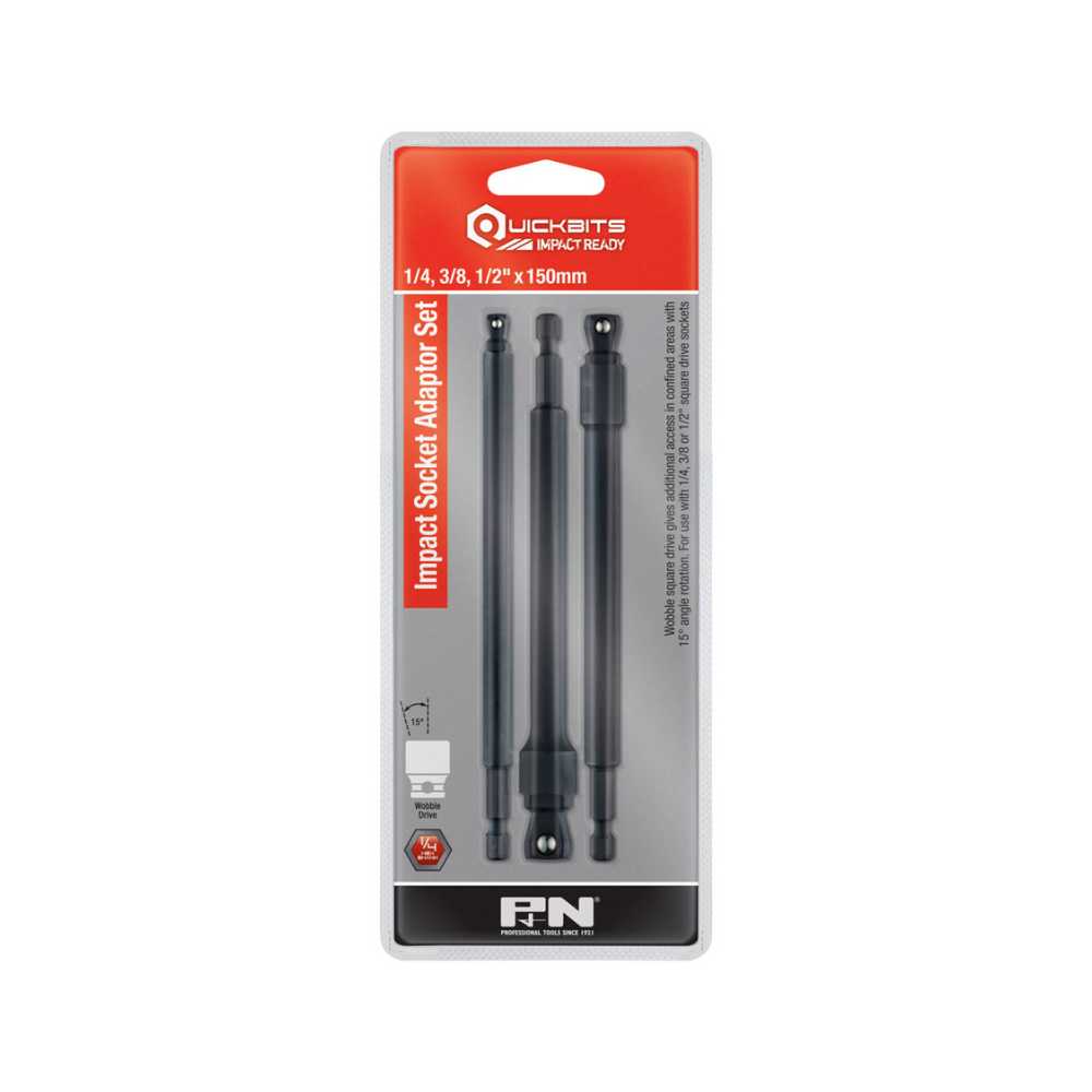 P&amp;N Tools Quickbit Socket Extension Set 3Pce