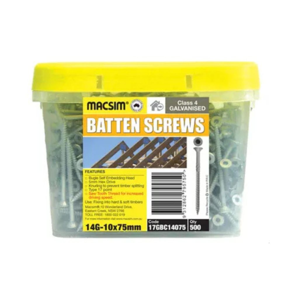 Macsim Batten Screws 14g T17 C4 - Various Sizes