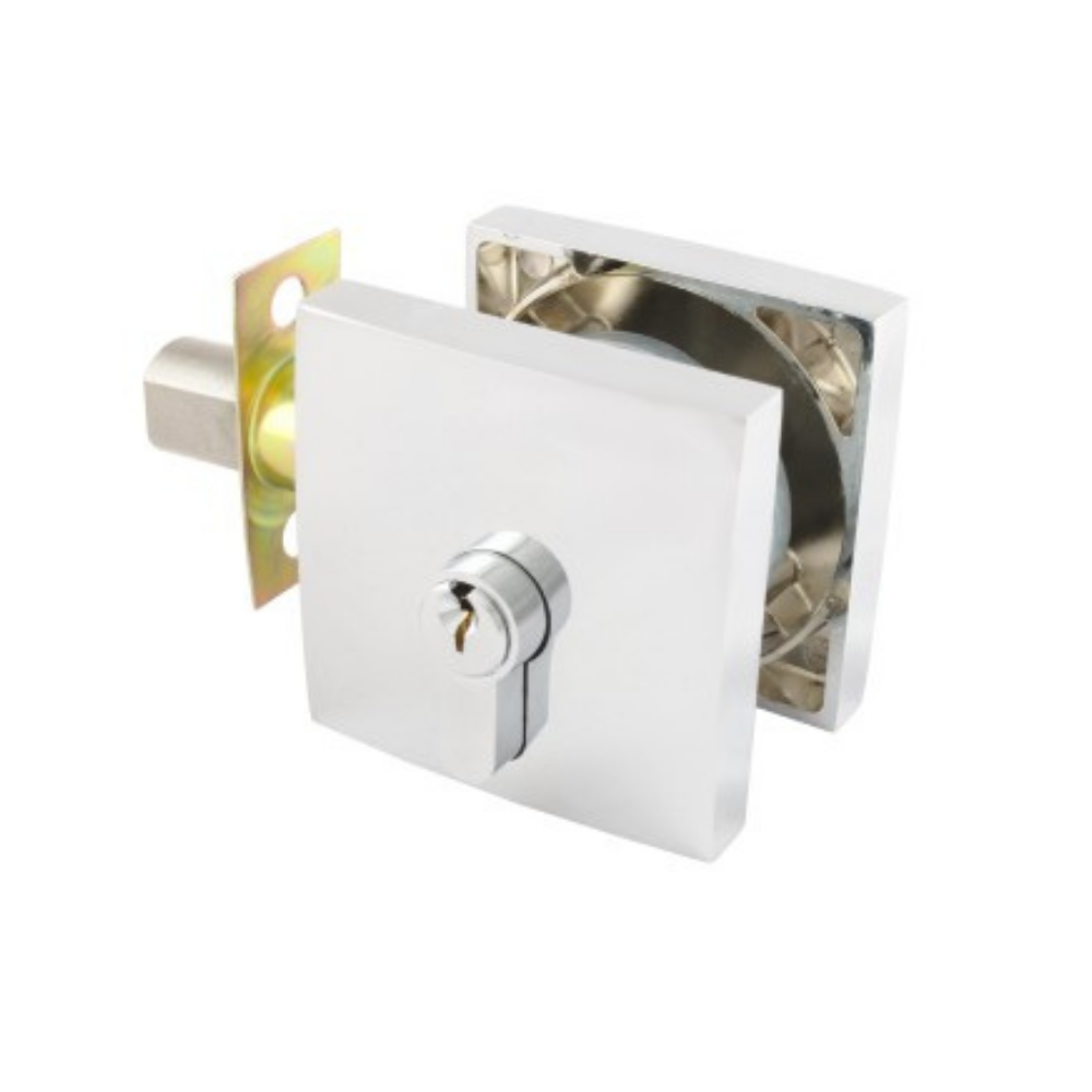 Gainsborough Smooth Square Double Cylinder Deadbolt - Bright Chrome