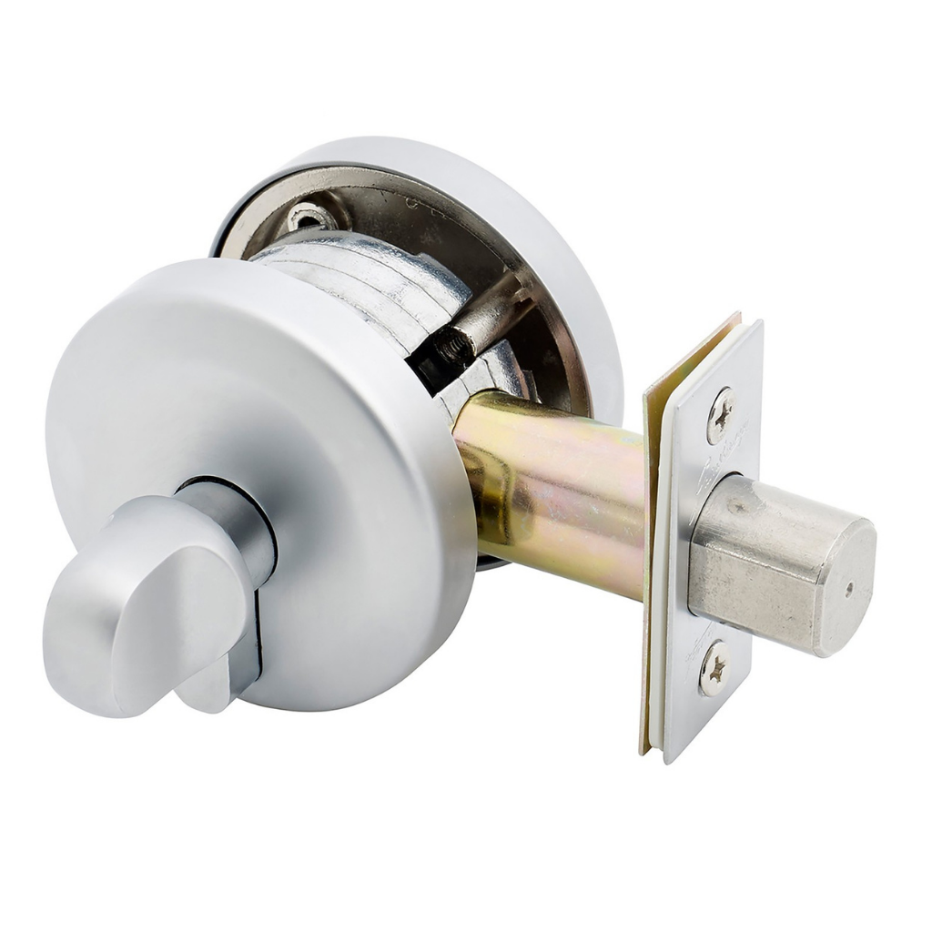 Gainsborough Neue Smooth Round Single Cylinder Deadbolt in Satin Chrome