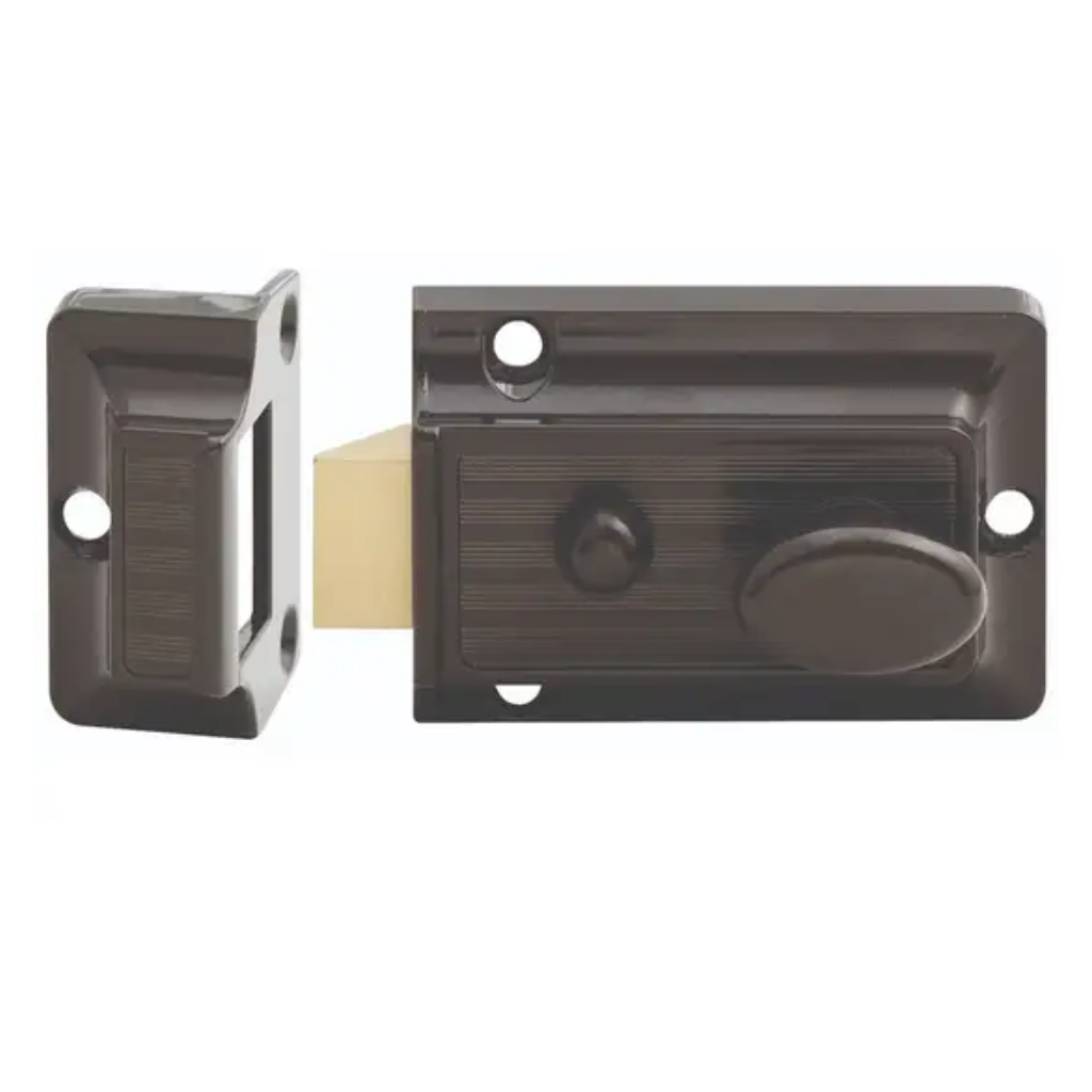 Lockwood 201 Nightlatch Brown Body Chrome Plate Cylinder