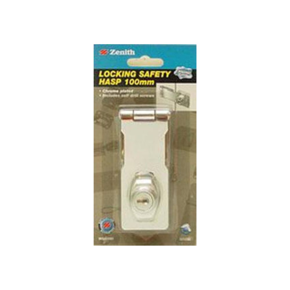 Zenith Hasp &amp; Staple Locking Chrome Plated 100mm