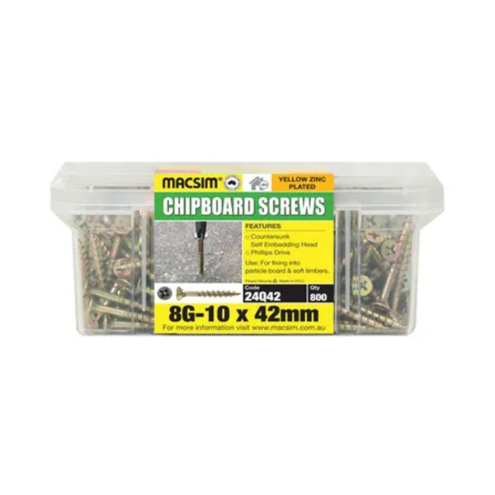 Macsim Chipboard Screw 10g x 100mm SEH Zinc Plated Tub of 200