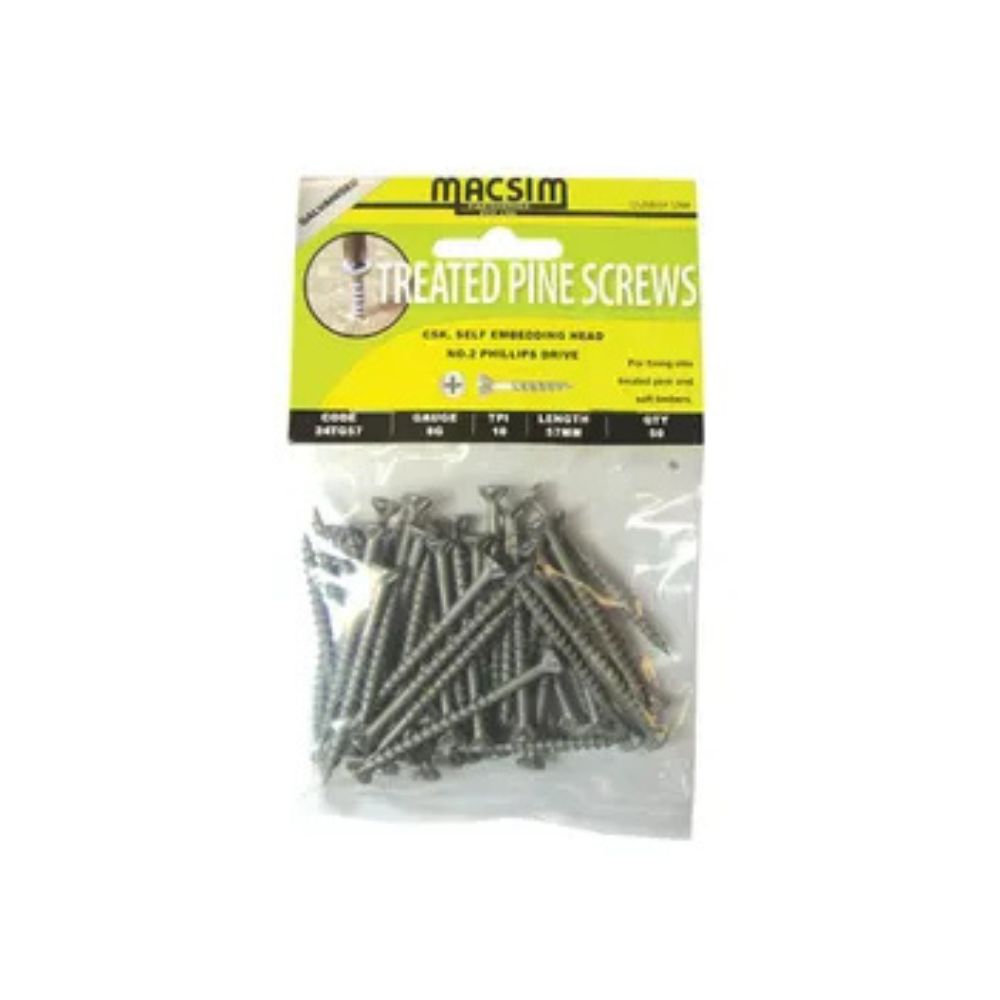 Macsim Chipboard Screw 10g x 125mm Galvanised Pack of 50