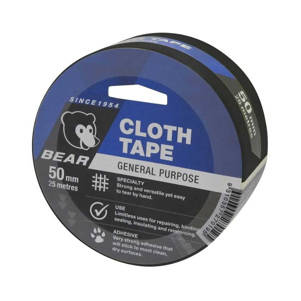 Bear Tape Cloth Black 50mm X 25m