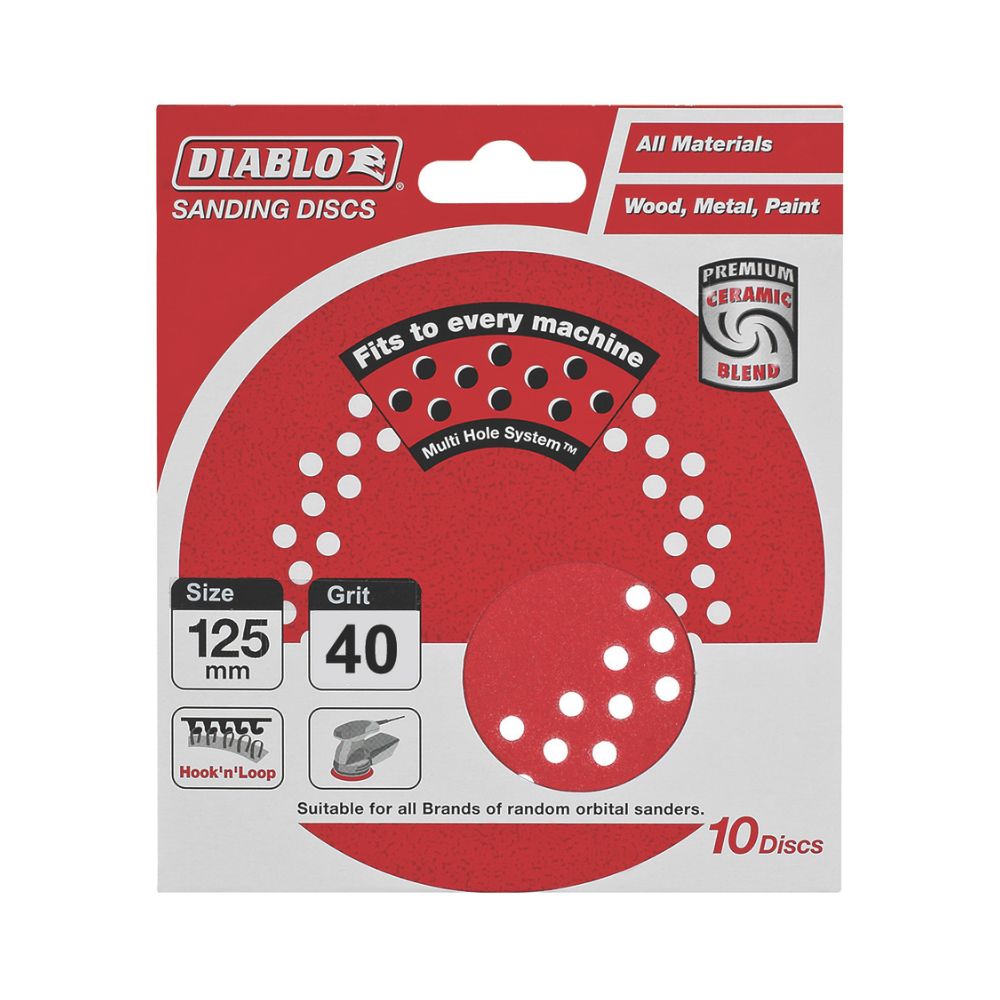 Diablo Random Orbital Sanding Disc - Multihole Hook &amp; Loop, 10 Pack
