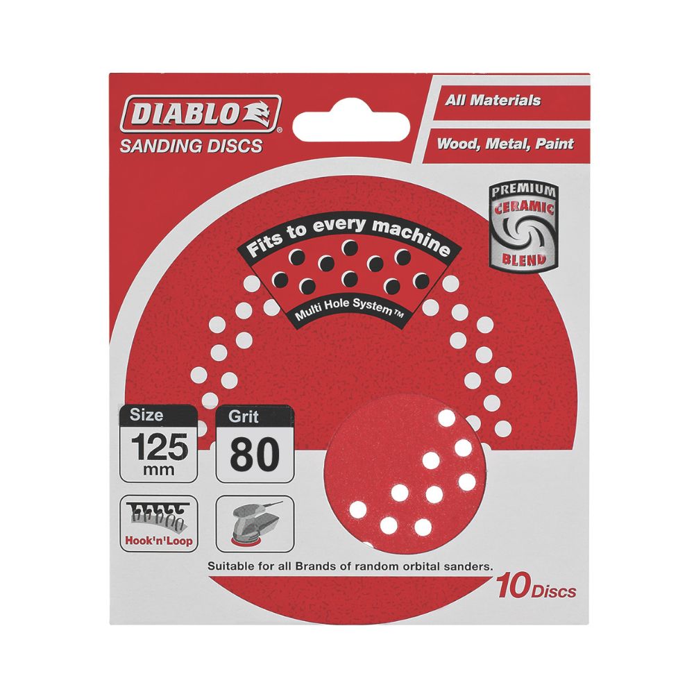 Diablo Random Orbital Sanding Disc - Multihole Hook & Loop, 10 Pack