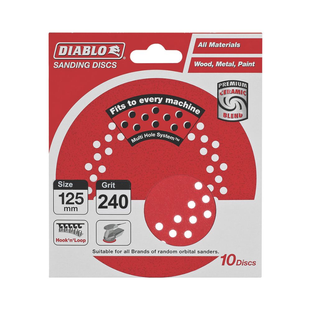 Diablo Random Orbital Sanding Disc - Multihole Hook & Loop, 10 Pack