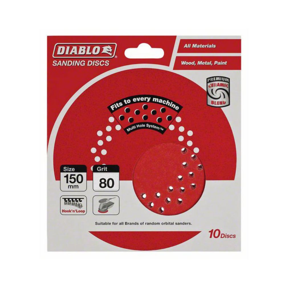Diablo Random Orbital Sanding Disc - Multihole Hook &amp; Loop, 10 Pack
