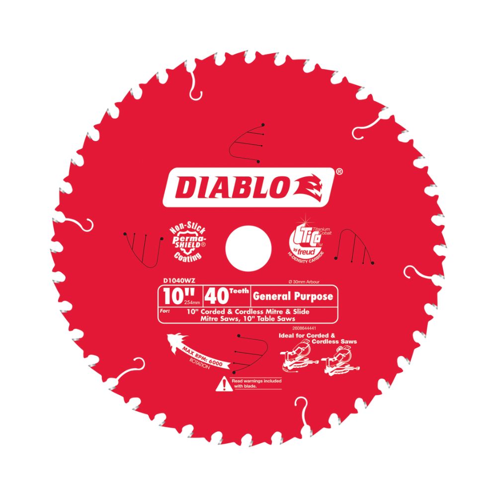 Diablo Circular Saw Blade 10&quot; 254mm 40t General Purpose Cordless