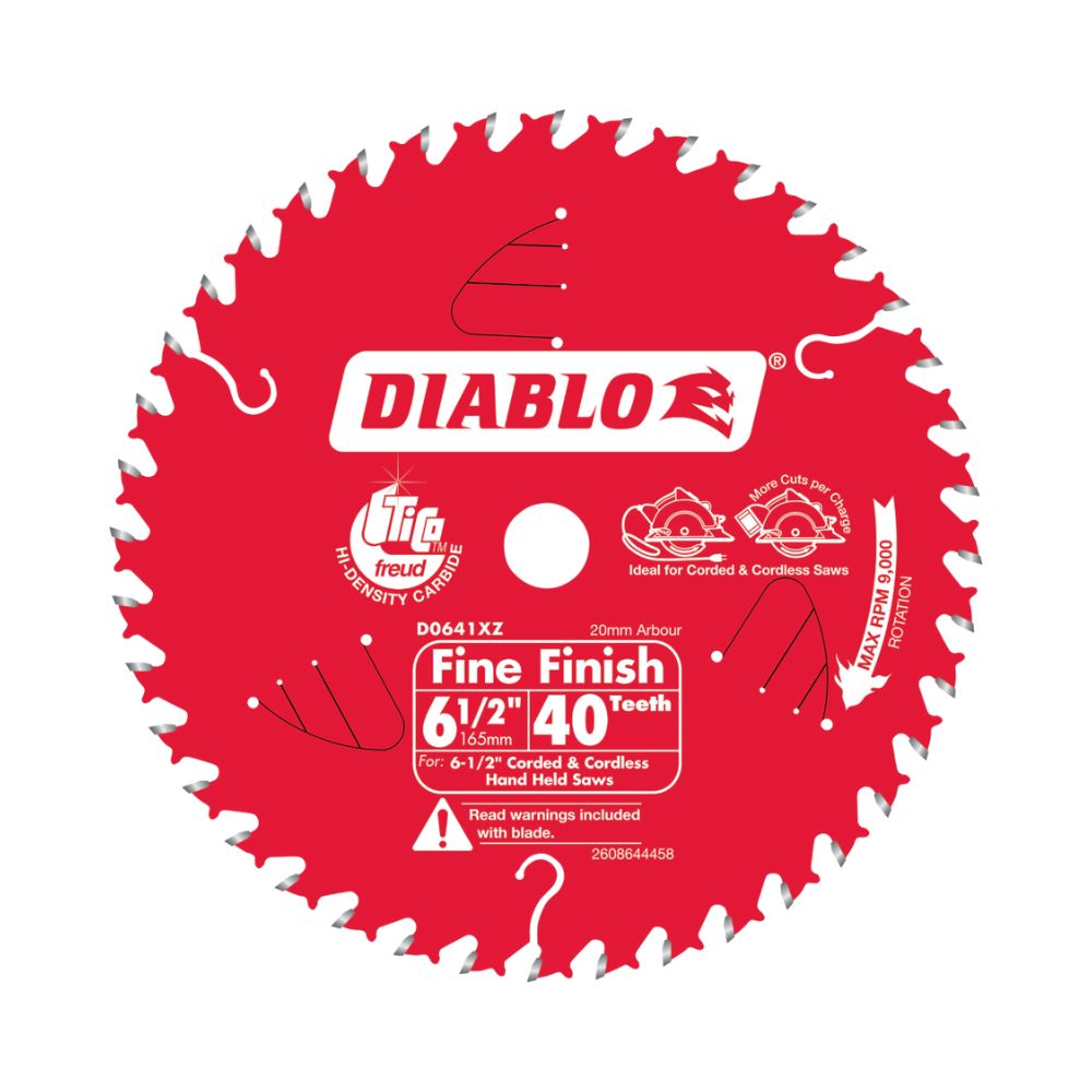 Diablo Circ Saw Blade 6.5&quot; 165mm 40t Fine Finish Cordless
