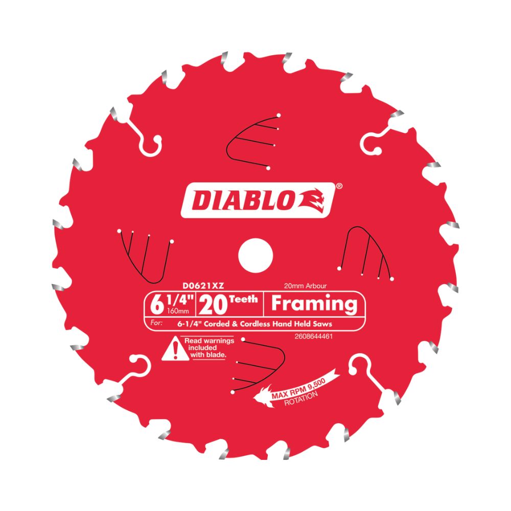 Diablo Circular Saw Blade 6.25&quot; 160mm 20t Framing Cordless