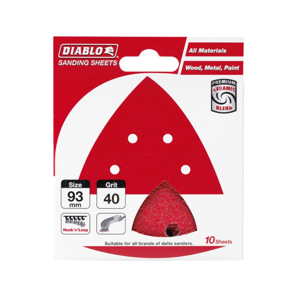 Diablo 93mm Delta Sheet Hook & Loop 6 Holes - 10-Pack