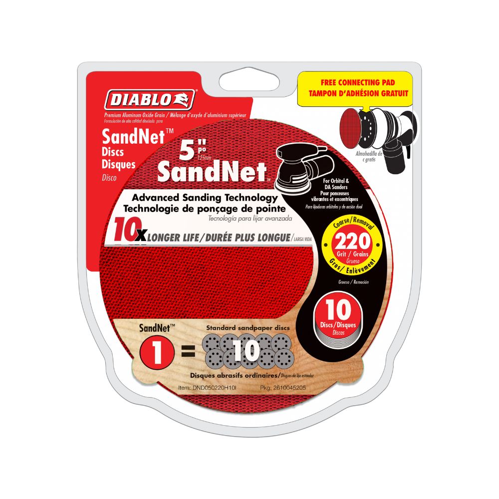 Diablo SandNET™ Random Orbital Sanding Disc 150mm 10pcs with Free Connection Pad
