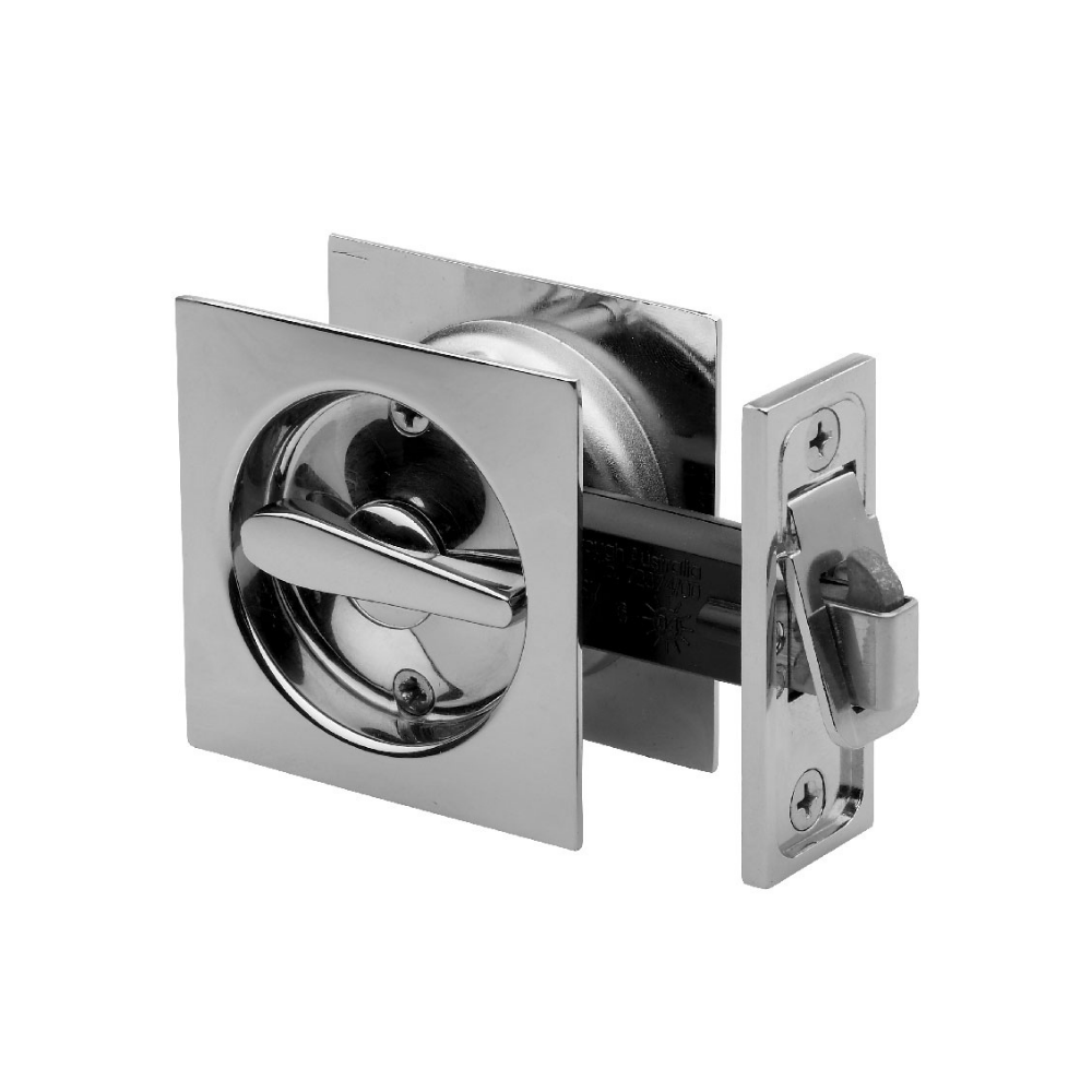 Gainsborough Square Cavity Privacy Sliding Door Lock Set - Bright Chrome