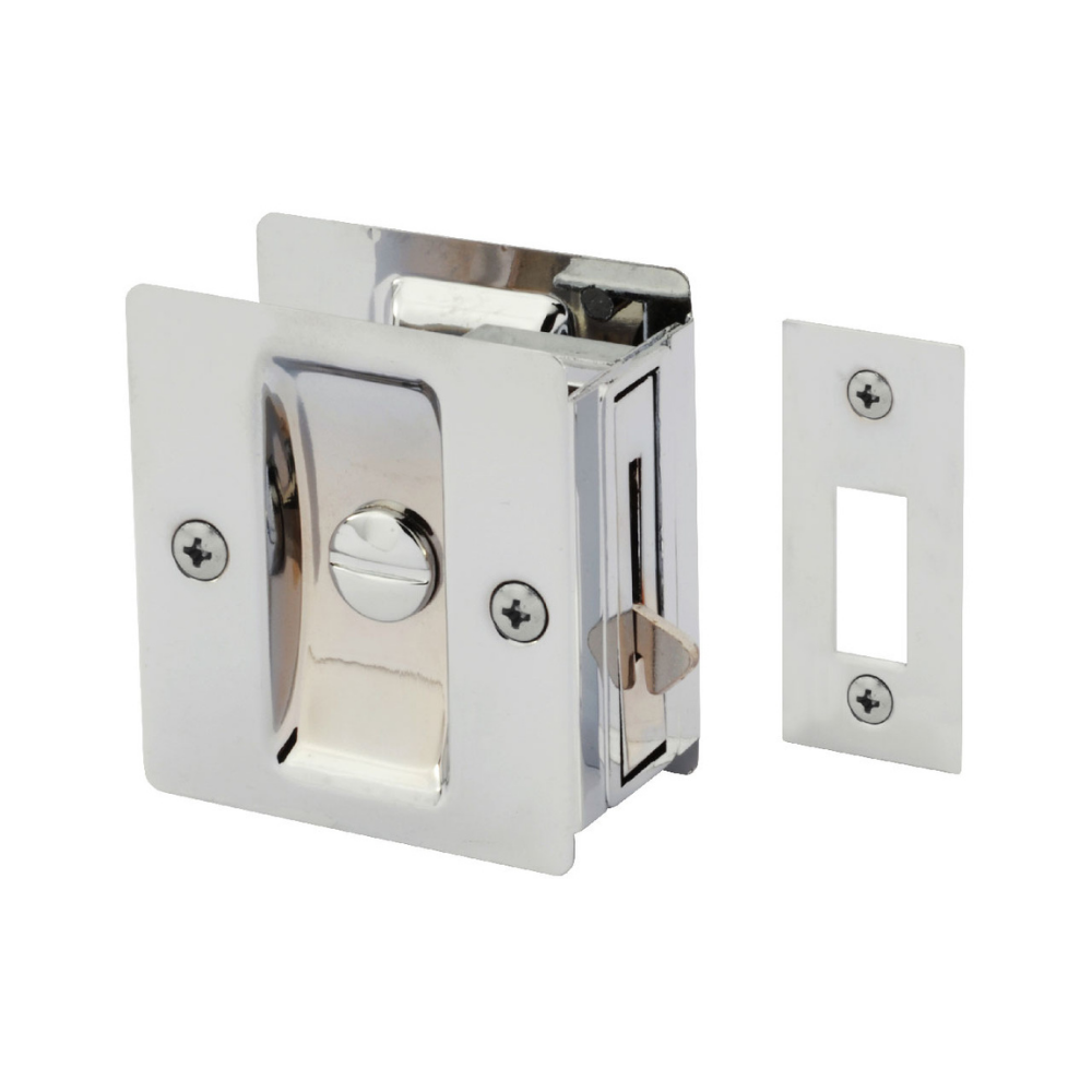 Gainsborough Rectangular Sliding Cavity Privacy Door Lock Set Trade Pack - Bright Chrome