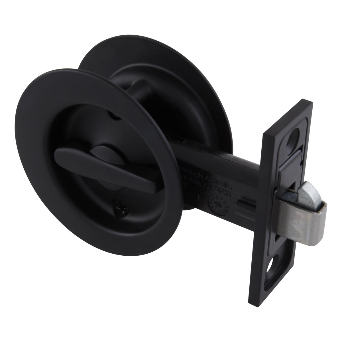 Gainsborough Circular Sliding Cavity Door Privacy Set in Matte Black