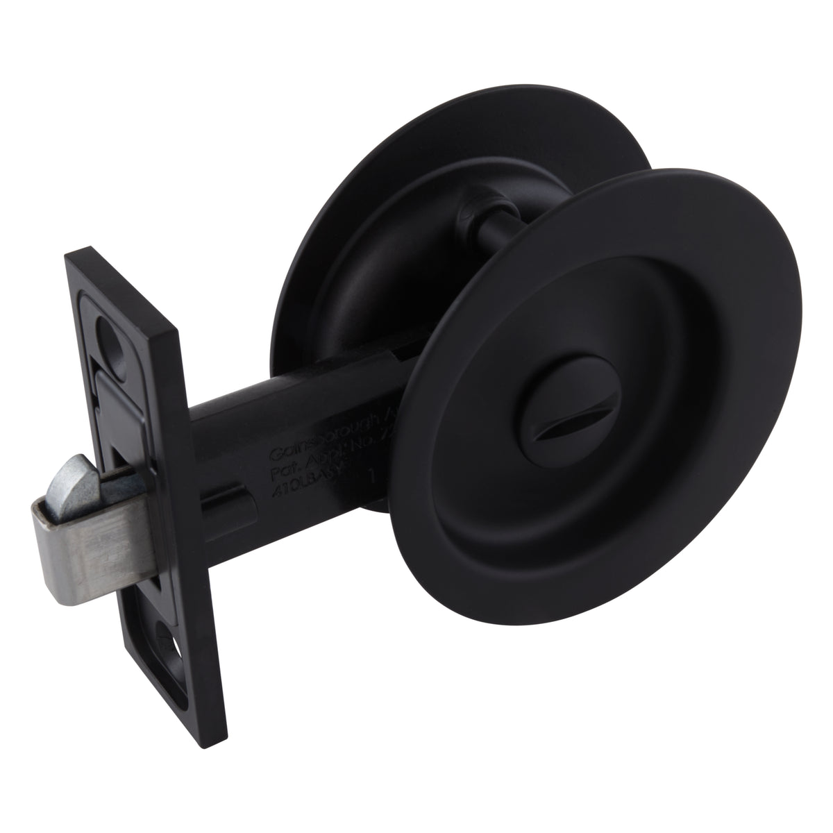 Gainsborough Circular Sliding Cavity Door Privacy Set in Matte Black