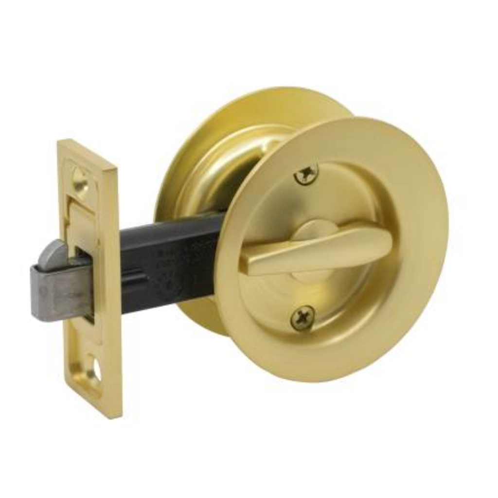 Gainsborough Circular Privacy Sliding Cavity Set in Satin Brass