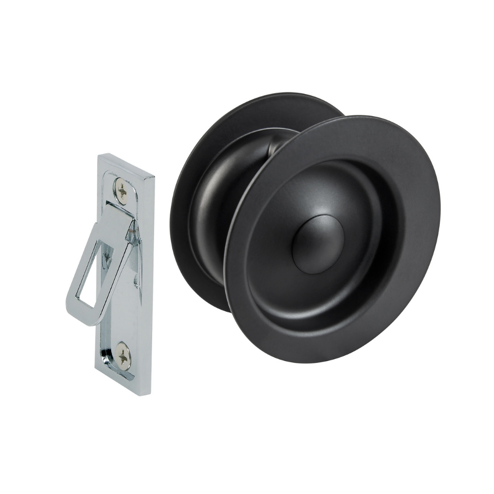 Gainsborough Circular Sliding Cavity Door Passage Set - Matt Black