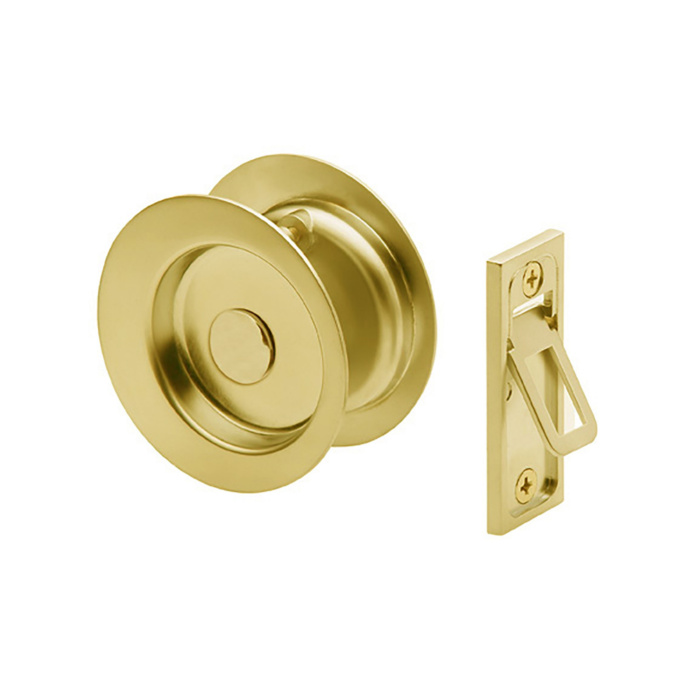 Gainsborough Circular Sliding Cavity Passage Door Set - Polished Brass