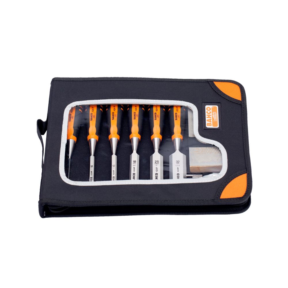 BAHCO-ERGO™ 6 Piece Chisel Set with Rubberised Handle 6-32 mm with Nylon Zipper case
