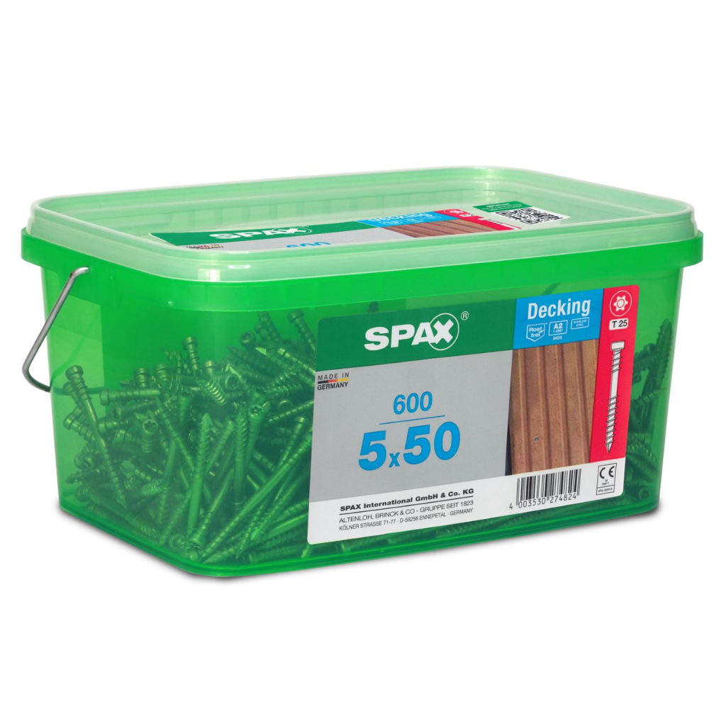 Spax 5mm X 50mm A2 Decking Screws – QTY 600 – Value Pack