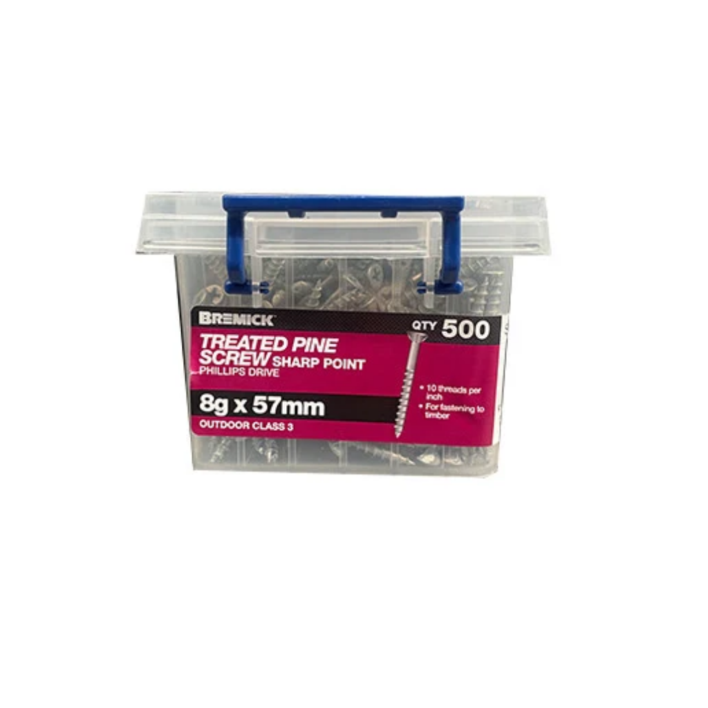 Bremick Galvanised Treated Pine Screws - Pack of 500 8g
