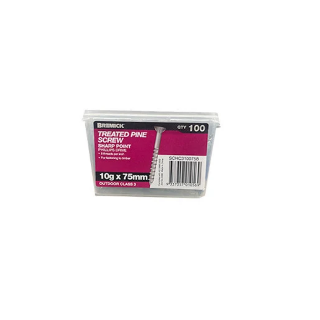 Bremick Galvanised Treated Pine Screws - Pack of 500 10G