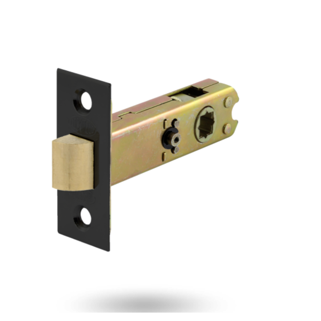 Lockwood 5200 Series 60MM Privacy Latch  Square End Face Plate and D Strike Matt Black