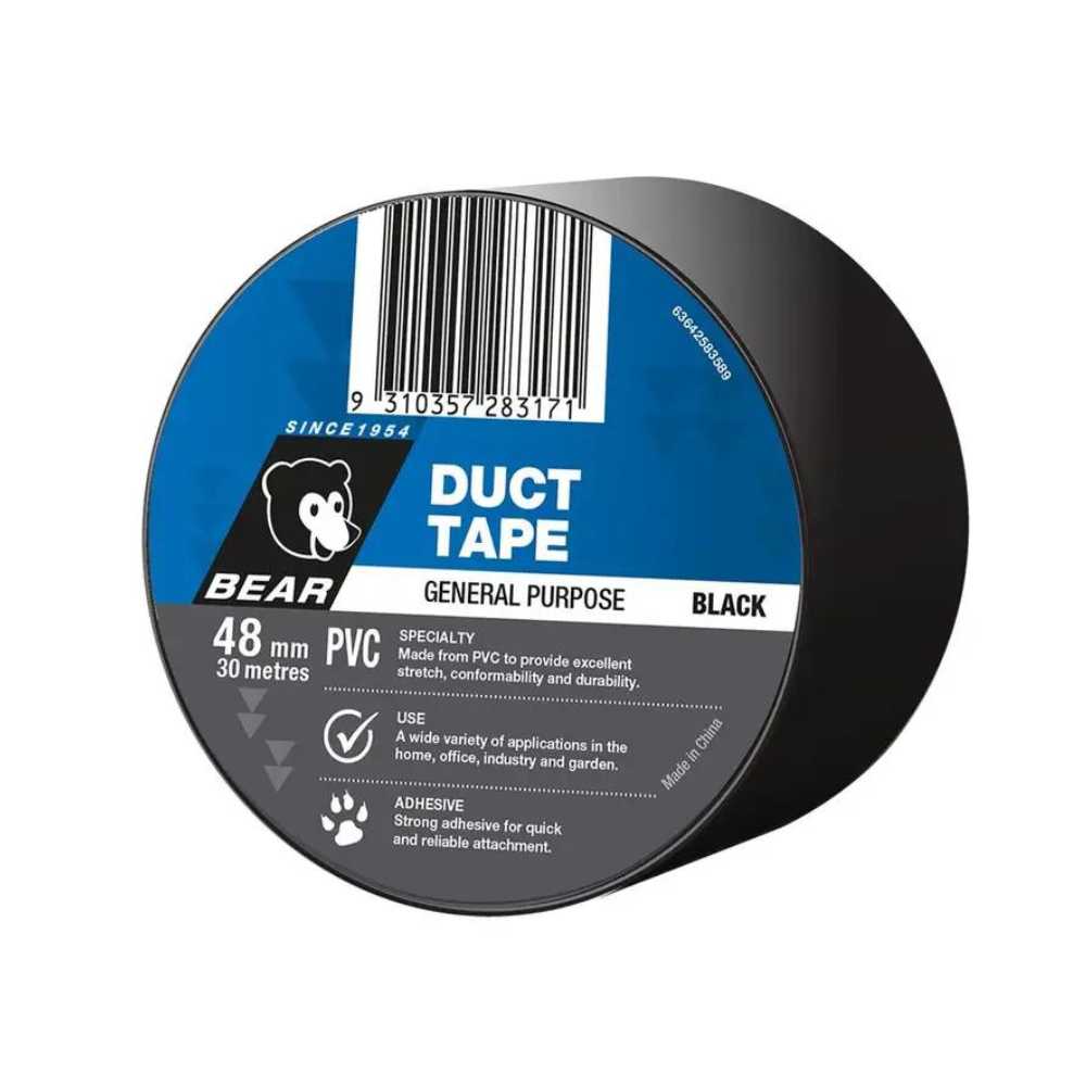 Bear Duct PVC Tape Black48mm X 30m