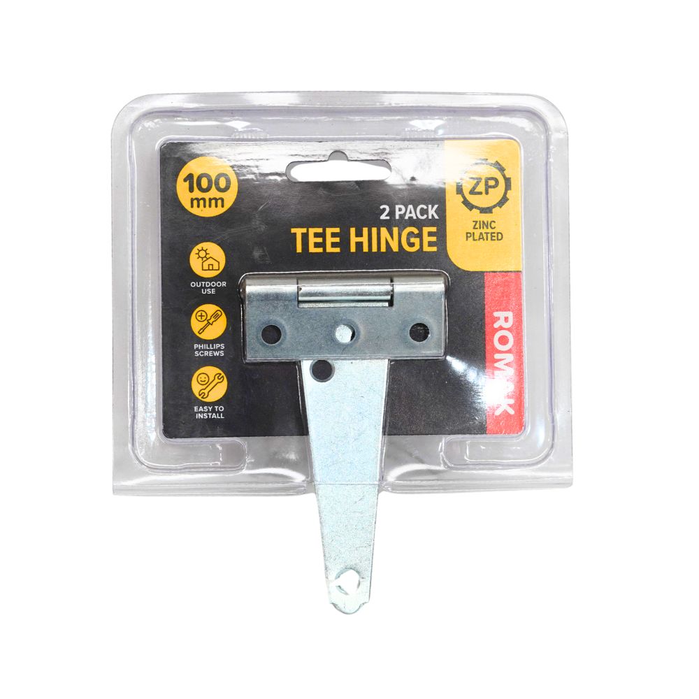 Romak Medium Tee Hinges Zinc Plated Range with Various Sizes and Thicknesses