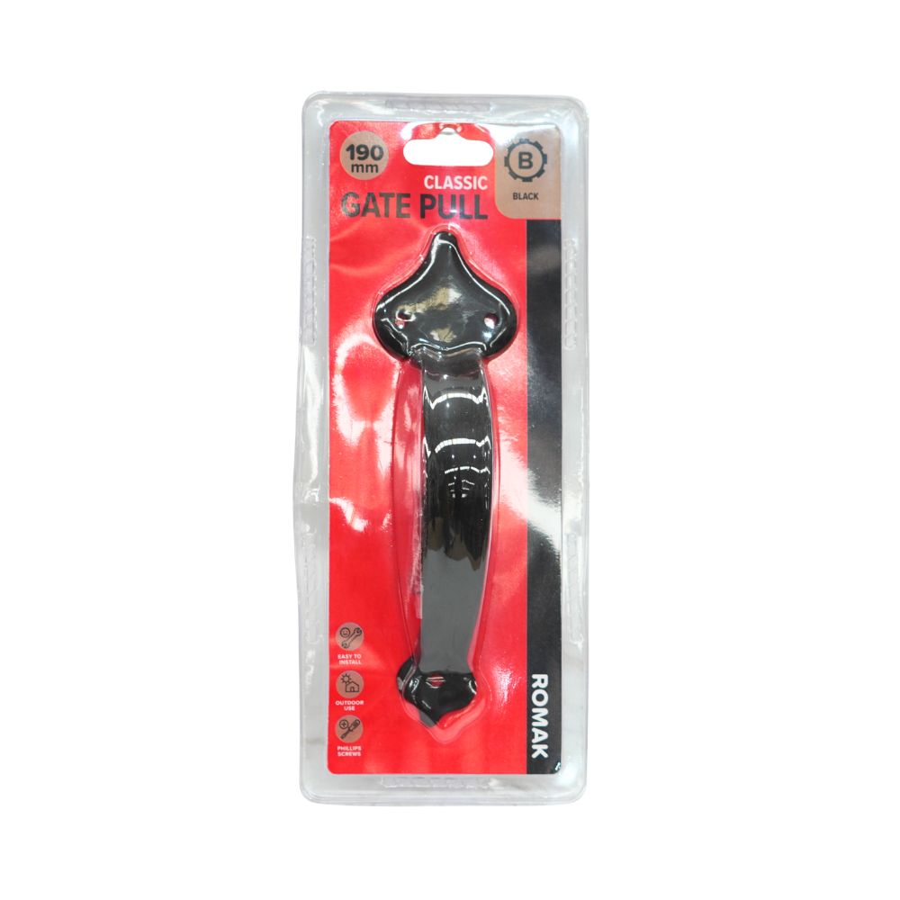 Gate Pull Classic Black 190mm