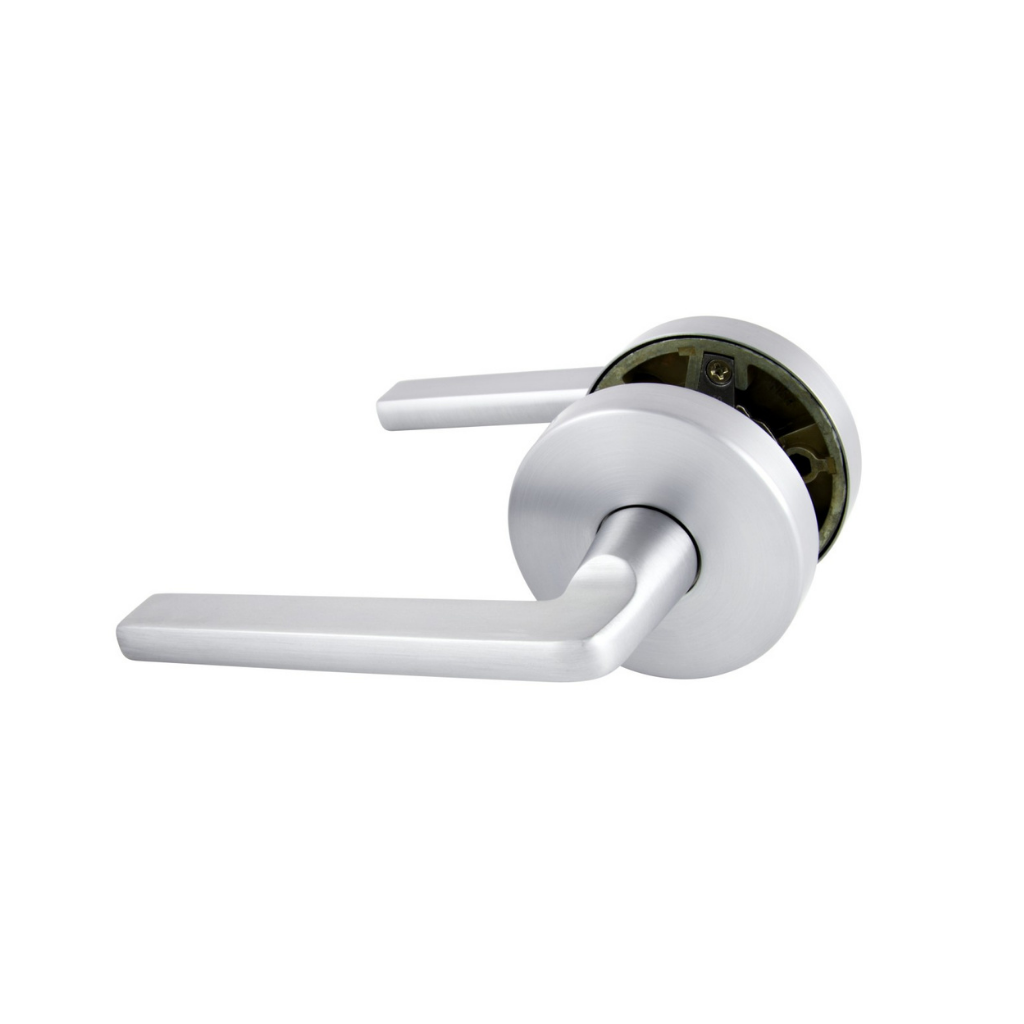 Gainsborough Avant with QuickFix Alba Passage Lever Set in Brushed Satin Chrome With Latch