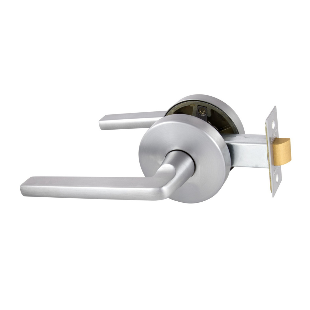 Gainsborough Avant with QuickFix Alba Passage Lever Set in Brushed Satin Chrome With Latch