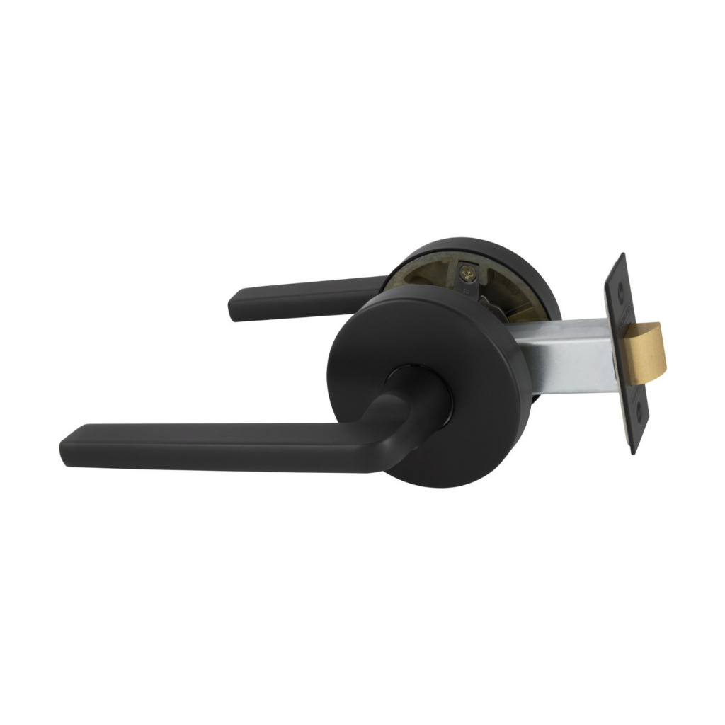 Gainsborough Avant with QuickFix Alba Passage Lever Set in Matte Black With Latch