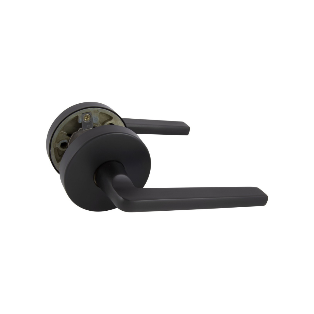 Gainsborough Avant with QuickFix Alba Passage Lever Set in Matte Black With Latch