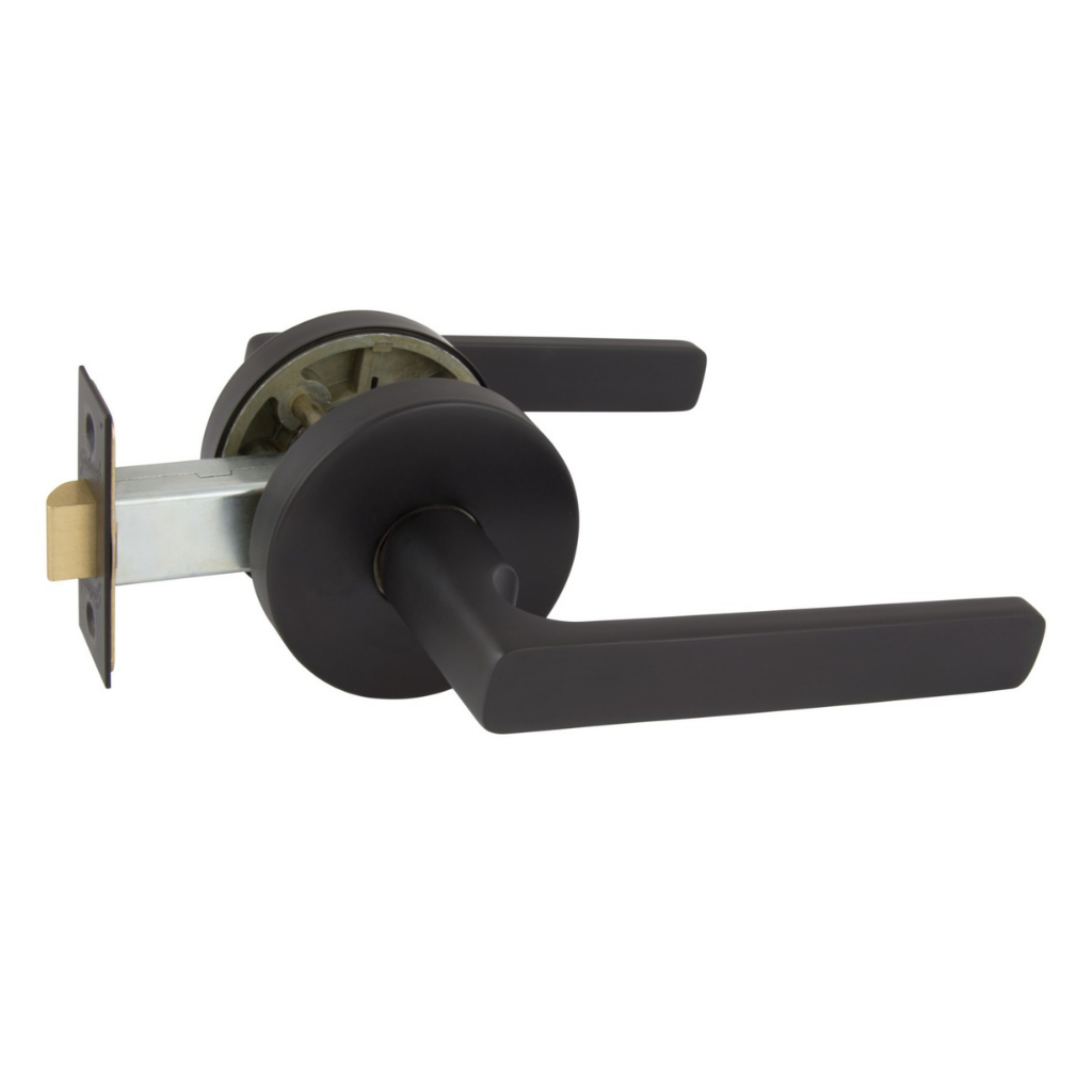 Gainsborough Avant with QuickFix Rivera Passage Lever Set in Matte Black with Latch